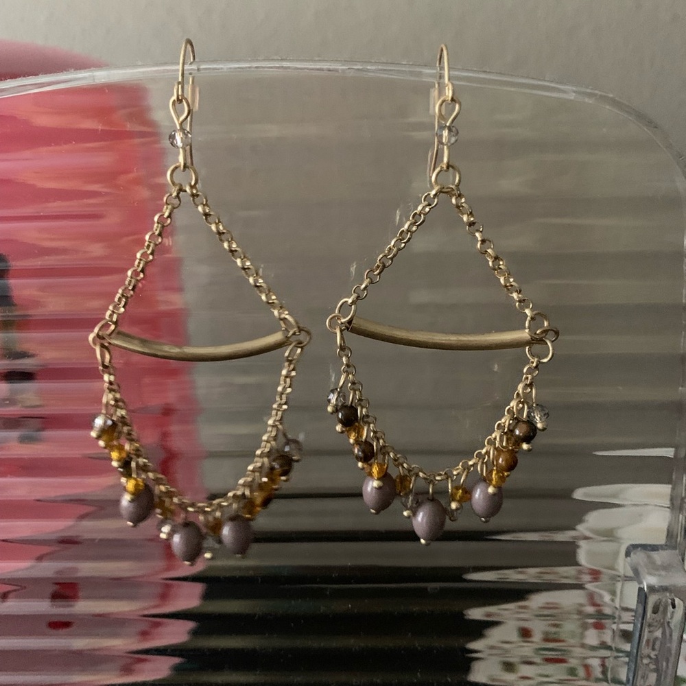Elegant Gold and Brown Dangle Earrings